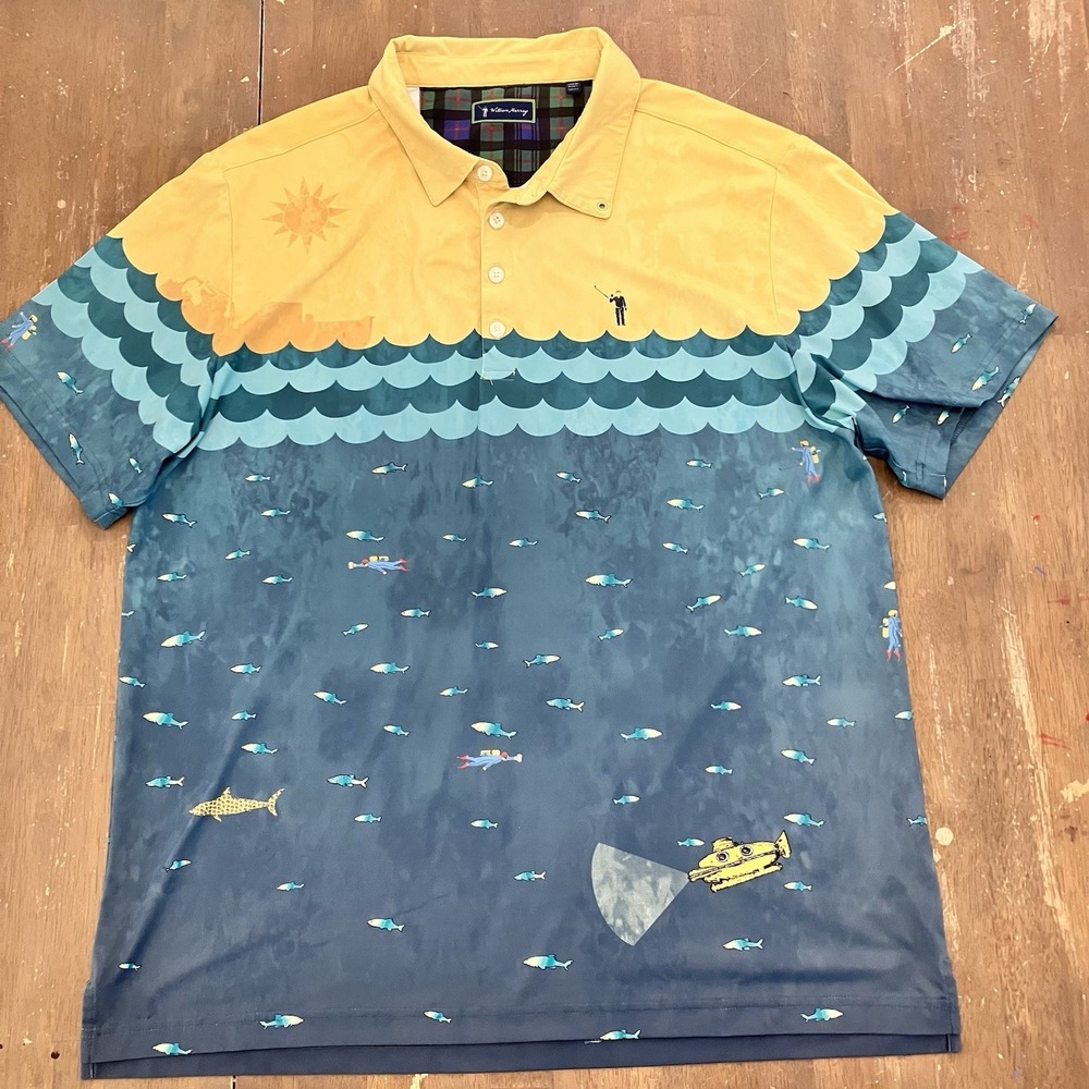 William Murray Polo Shirt Mens‎ XL Fishing Submarine Golf Colorful Performance